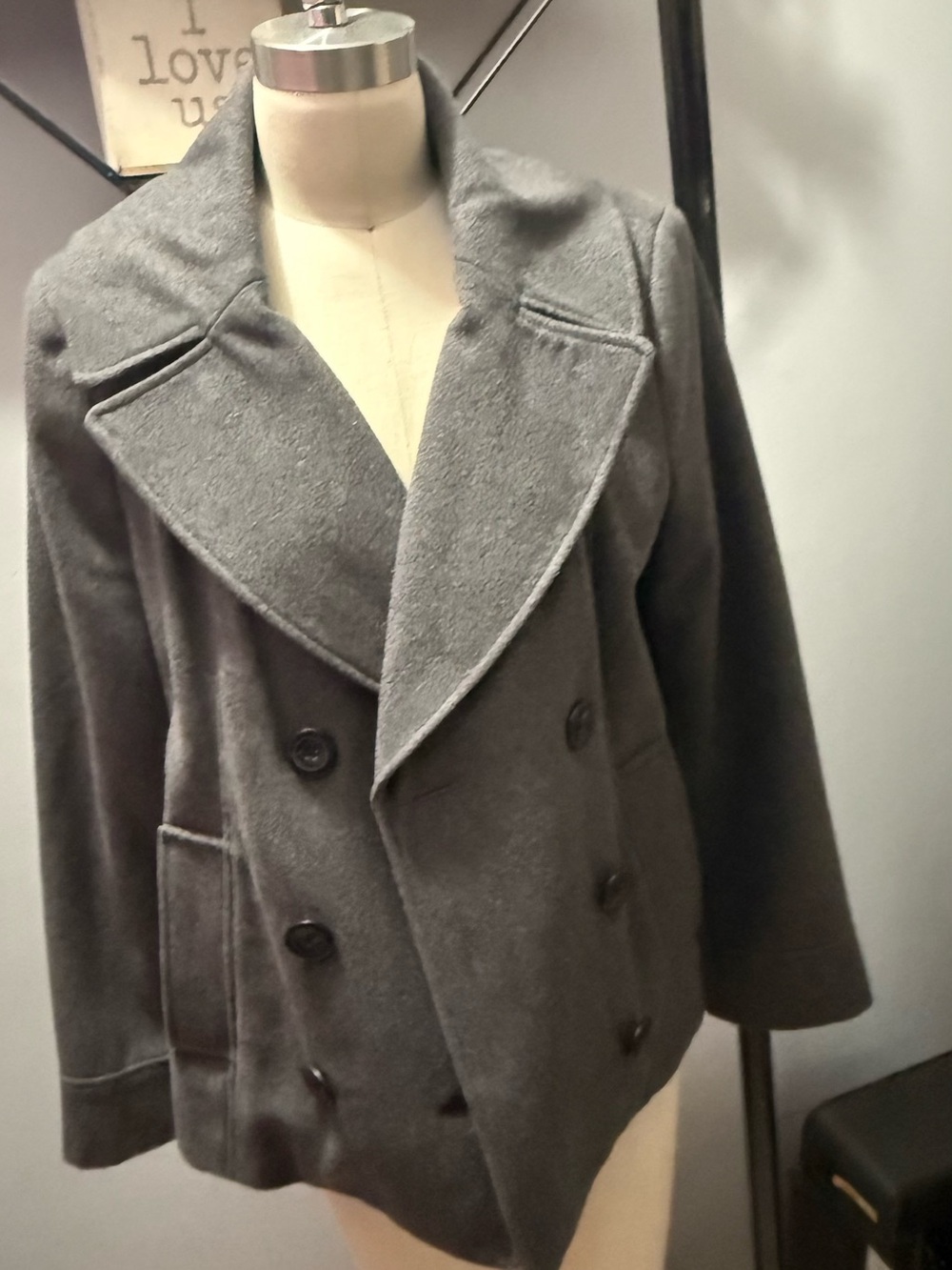 Merona Gray Wool Coat with Red Label Accent